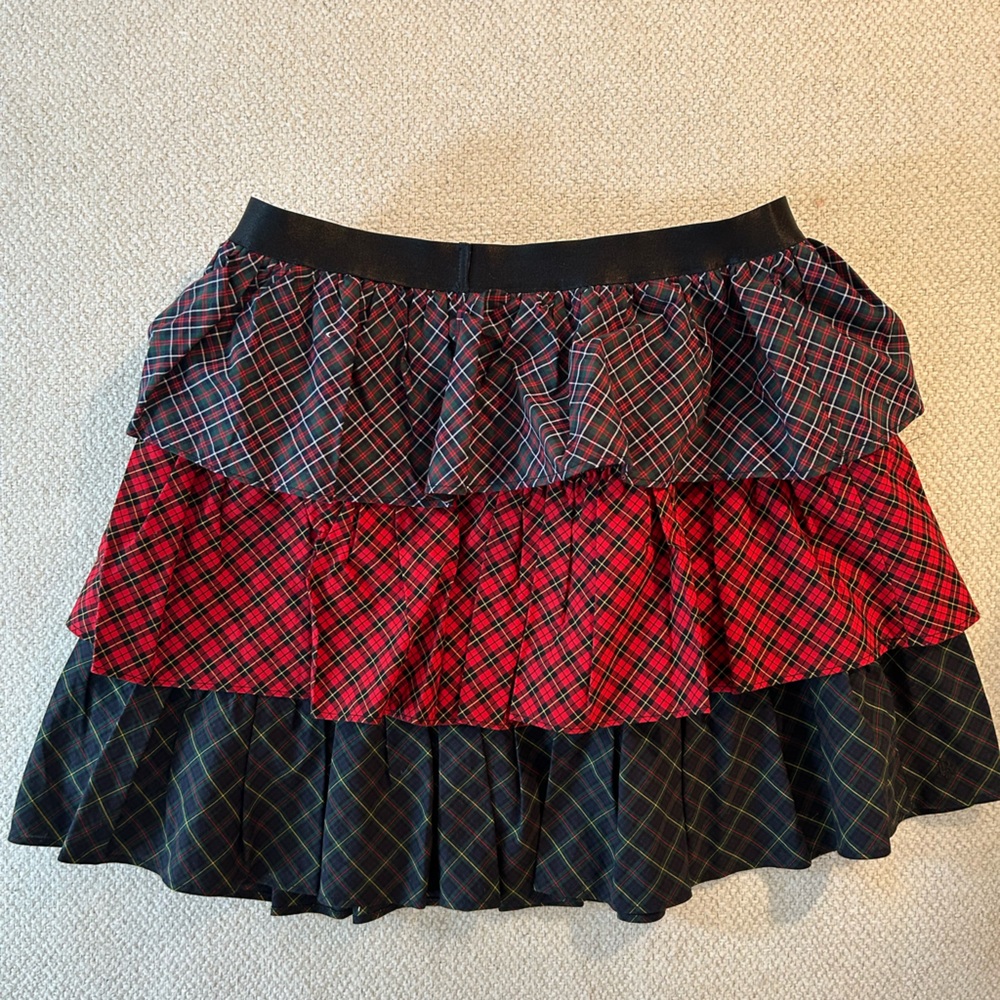 Polo by Ralph Lauren Red and Black Bubble Mini Skirt